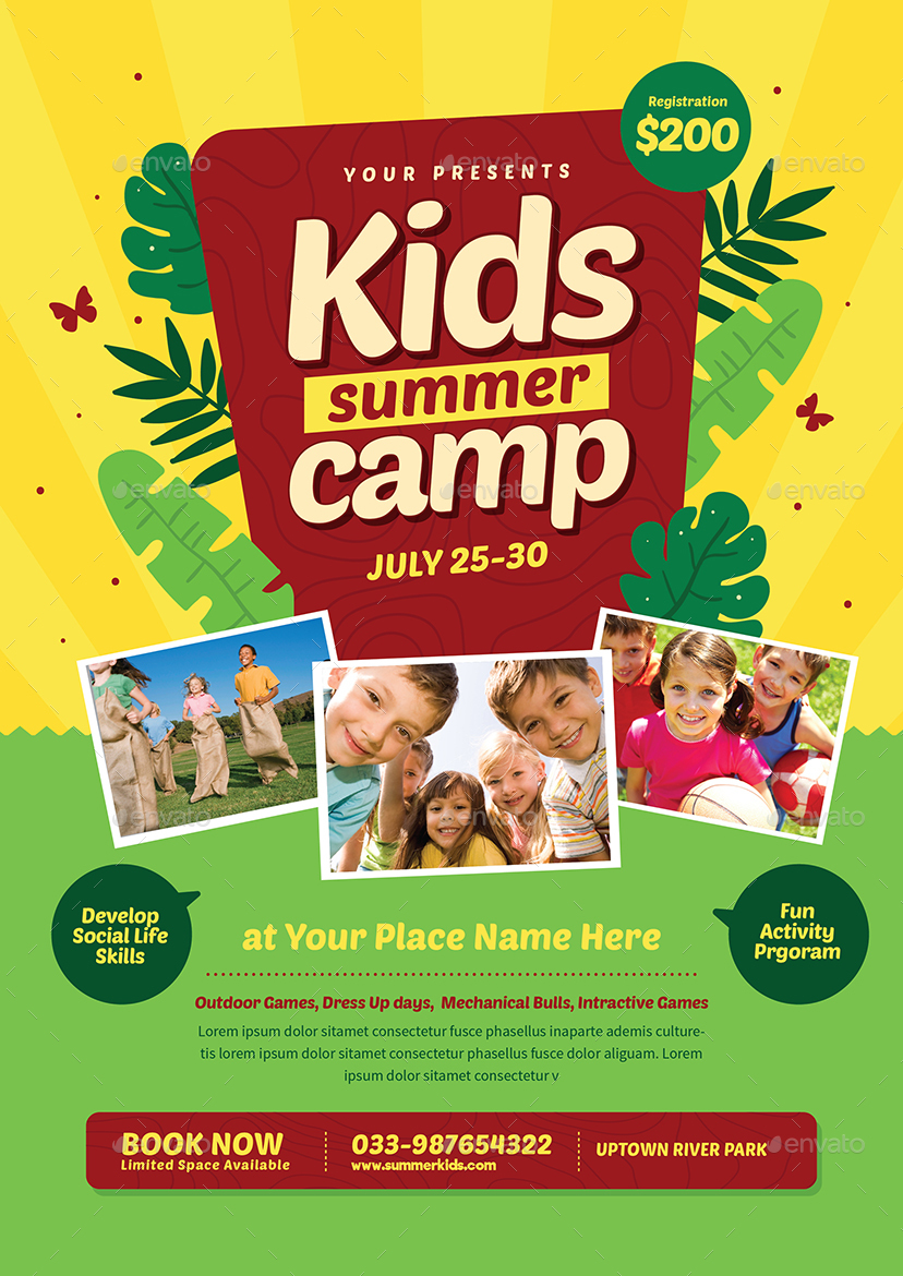 Summer Kids Camp Flyer, Print Templates GraphicRiver